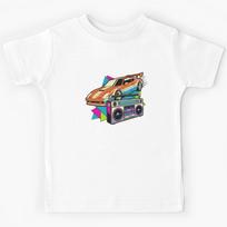 80s Racing Car and Boombox Retro Vibe Kids T-Shirt 130