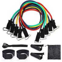 Resistance Bands Set,Exercise with 5 Fitness Tubes,4 Foam Handles,Ankle Straps, Door Anchor,Resistance Training,Physical Therapy,Home Workouts 100lbs