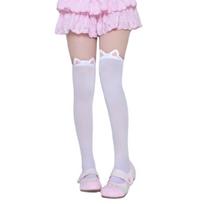 Preppy Student Thigh High Stockings for Women Japanese Elegant Cats Rabbit Ears Decorated Over Knee Long Socks Partywear