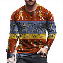 Senovės Egipto 3D spausdinimo rudens vyriški apvalios apykaklės marškinėliai Laisvi ilgomis rankovėmis Oversize megztinis Madingi viršutiniai drabužiai Streetwear Vyriški drabužiai S