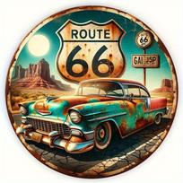Acrylic Painting Vintage Route  Classic Rusty Car with Desert Mesa Landscape Retro American Road Trip Art Wall Decor for Garag 20x20cm(8x8inch)