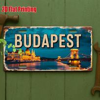 D bemolis D bemolis Spausdinimo PC Budapešto upės dangaus linija Metalo ženklas Dekoravimui Tik Lauko Sienų Menas (  ) 15x30cm(5.9x7.8inch)