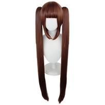 39  Extra Long Chocolate Brown Twin-Tails Cosplay Wig – Voluminous Straight Synthetic Hairpiece for Kawaii Anime Conventions 100cm šokoladas