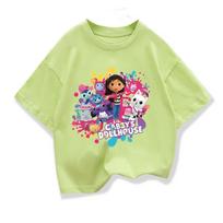 Summer Tee Girls Short Sleeve Tops Kawaii Gabbys Dollhouse T-shirt for Baby Girls Gabby Cats T Shirts Kids  Children Clothing 100