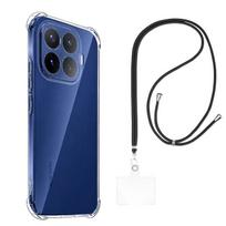 Case and neck strap for Xiaomi 17T PRO - Transparent Soft TPU Adjustable Black Cord Phonillico® juoda