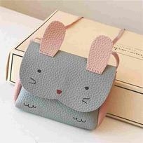 Cute Rabbit Girls Children Mini Small Wallet Coin Shoulder Messenger Bag Coin Purses pilka spalva