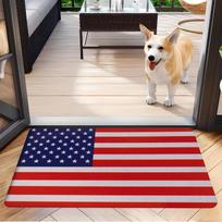 Amerikos vėliavos dryžuotas vonios kilimėlis, neslystantis flanelinis atminties putplasčio kilimas, patriotiškas dizainas vonios kambario dušo įėjimui, skalbiamas mašinoje 40x60cm white