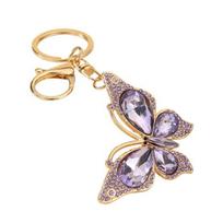 Light Luxury Butterfly Keychain Crystal Keychain Colorful Diamond Pendant Rhinestone Butterfly Butterfly Pendant Sparkling Bag Charm mėlyna