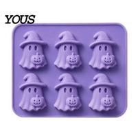 Scary Ice Cube Maker Halloween Silicone Tray, Witch Ghost Pumpkin Bat Mold, Flexible BPA-free Freezer Microwave Safe Tray for Whiskey Soda 1pc