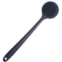 DNC Back Scrubber for Shower Soft Silicone Bath Body Brush with Long Handle, BPA-Free, Hypoallergenic (Black)