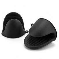 Black Heat Resistant Silicone Mini Oven Mitts for Pot Handles, Lids, Baking Dishes and Kitchen Cooking juoda
