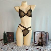 European & American Women's Strappy Sexy Underwear with Metal Chain S juoda