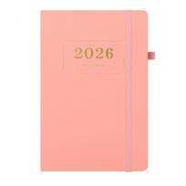 PU Leather 2026 Daily Planner 2026.1.1-2026.12.31 Agenda Notepad A5 Planner Notebook  Office rožinė