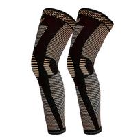 1 Pair Full Leg Sleeves Long Copper Knee Brace Compression Leg Sleeve Knee Protection for Man Women Basketball Tennis Running M