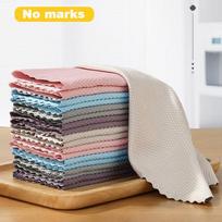 Microfiber Glass Cleaning Cloth Rag Lint-Free For Windows Car Kitchen Mirror No Trace Reusable Fish Scale Rag Polishing