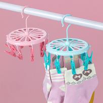CHAHUA Multi-Head Clothes Drying Rack, Sock Hanger, Underwear Hanger (9 Clips), Clothes Clip Hanging Rack, Random Color, 1 Piece