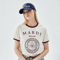 [mardimercredi] SLIM RINGER TSHIRT UNIV_CREAM BURGUNDY F