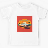 Sunset Wheels: A Retro Ride into Radiant Horizons  Kids T-Shirt 160