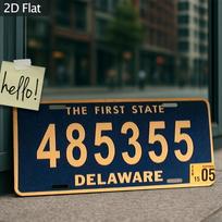 HD Metal Tin Sign Delaware The First State Vintage License Plate Style Retro Wall Art Decor for Home Bar Garage 15x30cm(5.9x7.8inch)