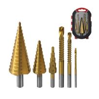 Step Drill Bits Set 6Pcs Sawer Drill Bit Set Titaniums Milling Cutter For Aluminum Thin Steel Drilling Hole Opener