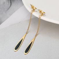 Simple Elegant Black Tassel Waterdrop Earrings for Women Vintage Chic Design Hypoallergenic Steel Party Jewelry Gifts auksas