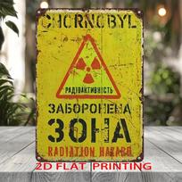 HD Metalinė skardinė lentelė Černobylio radiacijos pavojaus įspėjamoji lentelė Retro metalinė plokštelė Plakatas pramoninei branduolinei temai Sienos dekoras 20x30cm（7.8x11.8inch）