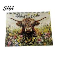 Daily Task Note List Highland Cow Calendar 2027, 12 Month Wall Hanging Planner with Large Blocks Blocks, Home Office Organizer, Lover Gift Appointment 1pc