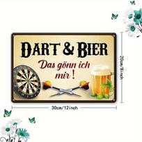 Darts  Beer German Humor Aluminum Sign Inject GermanStyle Relaxation into Man Cave Garden Brighten Bathroom Bedroom 20x30cm（7.8x11.8inch）