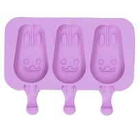 2 pcs 3 Grid Silicone Ice Cream Mold Rabbit Shaped Frozen Treat Maker  Kitchen