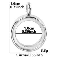 Stainless Steel Round Memorial Ashes Locket Pendant with Glass Cover