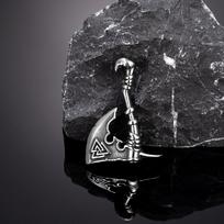 Norse Viking Axe Necklace Gold Fade-Resistant Rune Mjolnir Pendant for Men 60CM