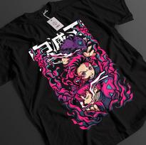 Demon Slayer marškinėliai Tanjiro marškinėliai Zenitsu KNY Nezuko Inosuke Akaza Muzan Tee 3XL