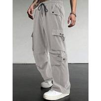 Overalls Men's Cargo Pants Spring Loose Wide-leg Straight Quick-drying Casual Trousers S pilka spalva