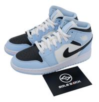 Air Jordan 1 Mid GS Ice Blue Retro Sneakers White Blue 555112-401 36.5