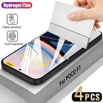 4 vnt. pilnas hidrogelio plėvelė, skirta Xiaomi Poco X7 Pro X6 X5 F5 F6 F7 Pro ekrano apsauga Xiaomi Poco M7 Plus M6 4G C75 C71 C65 Hydrogel Film&Poco M7 Plus balta