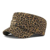 Leopard Print Flat Cap Vintage Leopard Print Cap chaki