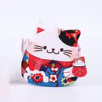 Zipper Maneki Neko Coin Purse Flower Printing Card Holder Portable Lucky Cat Clutch Bag  Travel Style D