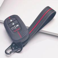 Silicone Remote Key Cover for Honda Fit Civic Accord Inspire HRV CRV Pilot Odyssey ZR with Keychain Honeycomb Texture Racing Stripe Key Fob Protector juoda