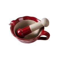 Manual Kiln Ceramic Grinding Bowl Vintage Garlic Grinder Baby Food Milling Bowl  Mustard raudona