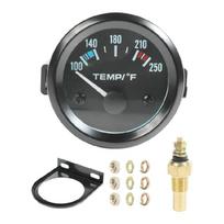 Atsparus smūgiams 2 colių jūrinės klasės vandens termometras, 100-250℃ diapazonas, atsparus vibracijai matuoklis automobiliams, sunkvežimiams, DC12V sistemoms 1 black
