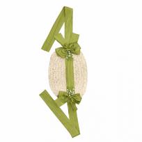(L, Green) Womens Straw Bonnet Breathable French Countryside Style Stylish Decorative Bow Front Brim Sun Hat L žalia