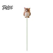 Moss Micro-landscape Accessories Owl Garden Ornaments, Metal Rod Resin Sculpture for Succulents Potted Plants, Micro Fade-resistant Ornaments A