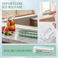 Large Capacity Push Button Tray Double Layer Ice with Storage Lid for Freezer One Size