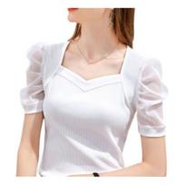 Women Blouse Breathable Lightweight Young Lady Fashionable Ultra-thin T-shirt M balta