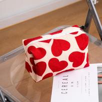Lightweight Heart Pattern Velvet Organizer With Multiple Compartments For Womens Travel