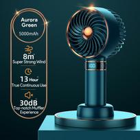 Hand Fan New Handheld Mini Fan USB 5000mAh Rechargeable Mini Portable Small Pocket Fan Data Display mėlyna
