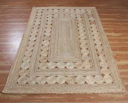 Apvalus kilimas iš natūralaus džiuto, plotinis kilimas, grindų kilimėliai, kilimas svetainei, kilimas vidaus ir lauko naudojimui 60 cm x 60 cm (2x2feet) smėlis