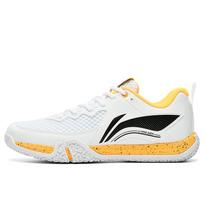Li Ning Saga 2 Lite Rubber Cushioning, Wear Resistant Low top Badminton Shoes Unisex White Yellow AYTT003-3 37