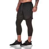 Men 2 In 1 Running Shorts With Compression Liner And Drawstring Waist M juoda