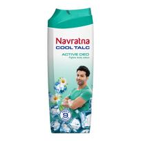 Navratna Cool Talc Active Deo | Talcum Powder | Body Odour Protection & Strong Cooling Effect | Long Lasting Freshness & Fragrance, 400gm